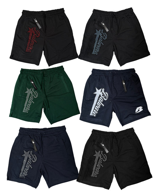 Rhinestones Solid mesh short | Balware Clothing
